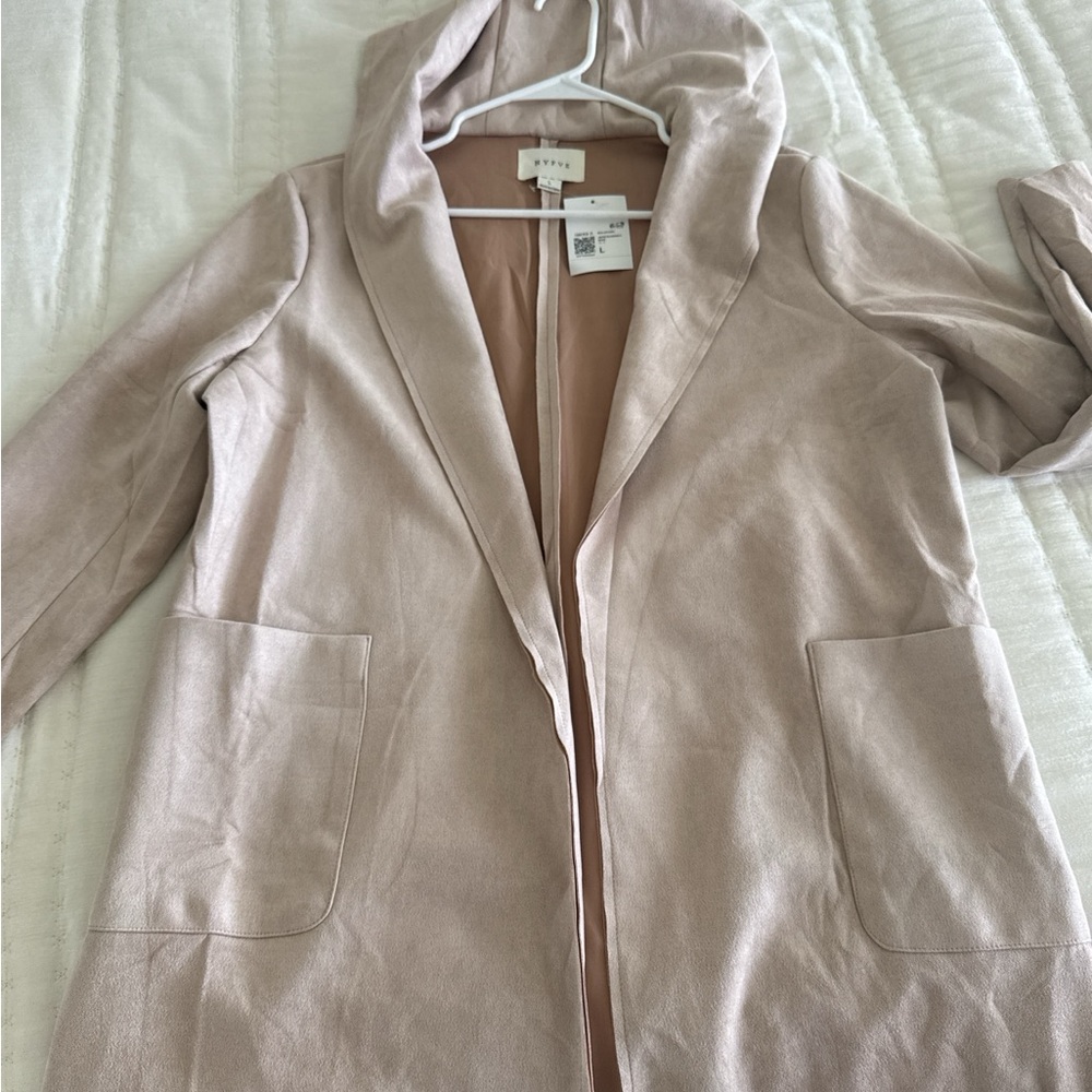 Suede hooded coat